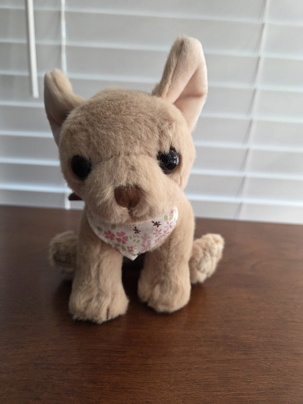 Bukowski Plush Puppy Stuffed Animal in Light Tan with Floral Bandana